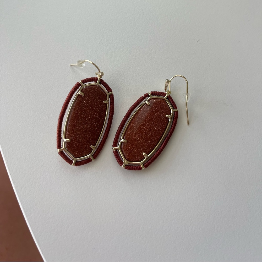 Threaded Elle Gold Drop Earrings in Goldstone